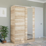 Dulap Haine SWD-512-BB-2 Home Collection® Elit Mediu, 2 usi glisante cu oglinda, Alb - Natur - Sonoma, 120x182x52 cm - Natur | SKU: SWD-512-TT-2