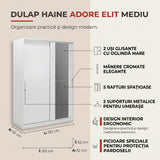 Dulap Haine SWD-512-BB-2 Home Collection® Elit Mediu, 2 usi glisante cu oglinda, Alb - Natur - Sonoma, 120x182x52 cm - Alb | SKU: SWD-512-BB-2, SWD-512-TT-2, SWD-512-SN-2