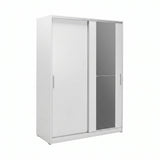 Dulap Haine SWD-512-BB-2 Home Collection® Elit Mediu, 2 usi glisante cu oglinda, Alb - Natur - Sonoma, 120x182x52 cm - Alb | SKU: SWD-512-BB-2, SWD-512-TT-2, SWD-512-SN-2