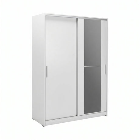 Dulap Haine SWD-512-BB-2 Home Collection® Elit Mediu, 2 usi glisante cu oglinda, Alb - Natur - Sonoma, 120x182x52 cm
