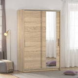 Dulap Haine SWD-512-BB-2 Home Collection® Elit Mediu, 2 usi glisante cu oglinda, Alb - Natur - Sonoma, 120x182x52 cm - Sonoma | SKU: SWD-512-SN-2