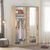 Dulap Haine SWD-512-BB-2 Home Collection® Elit Mediu, 2 usi glisante cu oglinda, Alb - Natur - Sonoma, 120x182x52 cm - Sonoma | SKU: SWD-512-SN-2