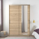 Dulap Haine SWD-512-BB-2 Home Collection® Elit Mediu, 2 usi glisante cu oglinda, Alb - Natur - Sonoma, 120x182x52 cm - Sonoma | SKU: SWD-512-SN-2