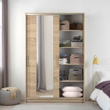 Dulap Haine SWD-512-BB-2 Home Collection® Elit Mediu, 2 usi glisante cu oglinda, Alb - Natur - Sonoma, 120x182x52 cm - Sonoma | SKU: SWD-512-SN-2