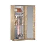 Dulap Haine SWD-512-BB-2 Home Collection® Elit Mediu, 2 usi glisante cu oglinda, Alb - Natur - Sonoma, 120x182x52 cm - Sonoma | SKU: SWD-512-SN-2