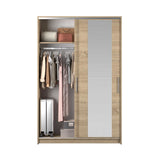 Dulap Haine SWD-512-BB-2 Home Collection® Elit Mediu, 2 usi glisante cu oglinda, Alb - Natur - Sonoma, 120x182x52 cm - Sonoma | SKU: SWD-512-SN-2