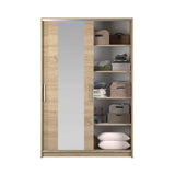 Dulap Haine SWD-512-BB-2 Home Collection® Elit Mediu, 2 usi glisante cu oglinda, Alb - Natur - Sonoma, 120x182x52 cm - Sonoma | SKU: SWD-512-SN-2
