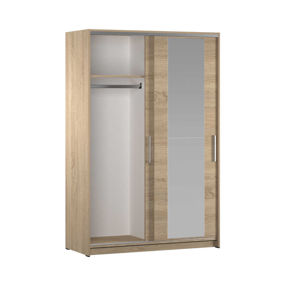 Dulap Haine SWD-512-BB-2 Home Collection® Elit Mediu, 2 usi glisante cu oglinda, Alb - Natur - Sonoma, 120x182x52 cm - Sonoma | SKU: SWD-512-SN-2