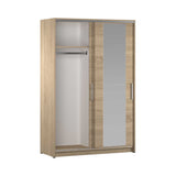 Dulap Haine SWD-512-BB-2 Home Collection® Elit Mediu, 2 usi glisante cu oglinda, Alb - Natur - Sonoma, 120x182x52 cm - Sonoma | SKU: SWD-512-SN-2