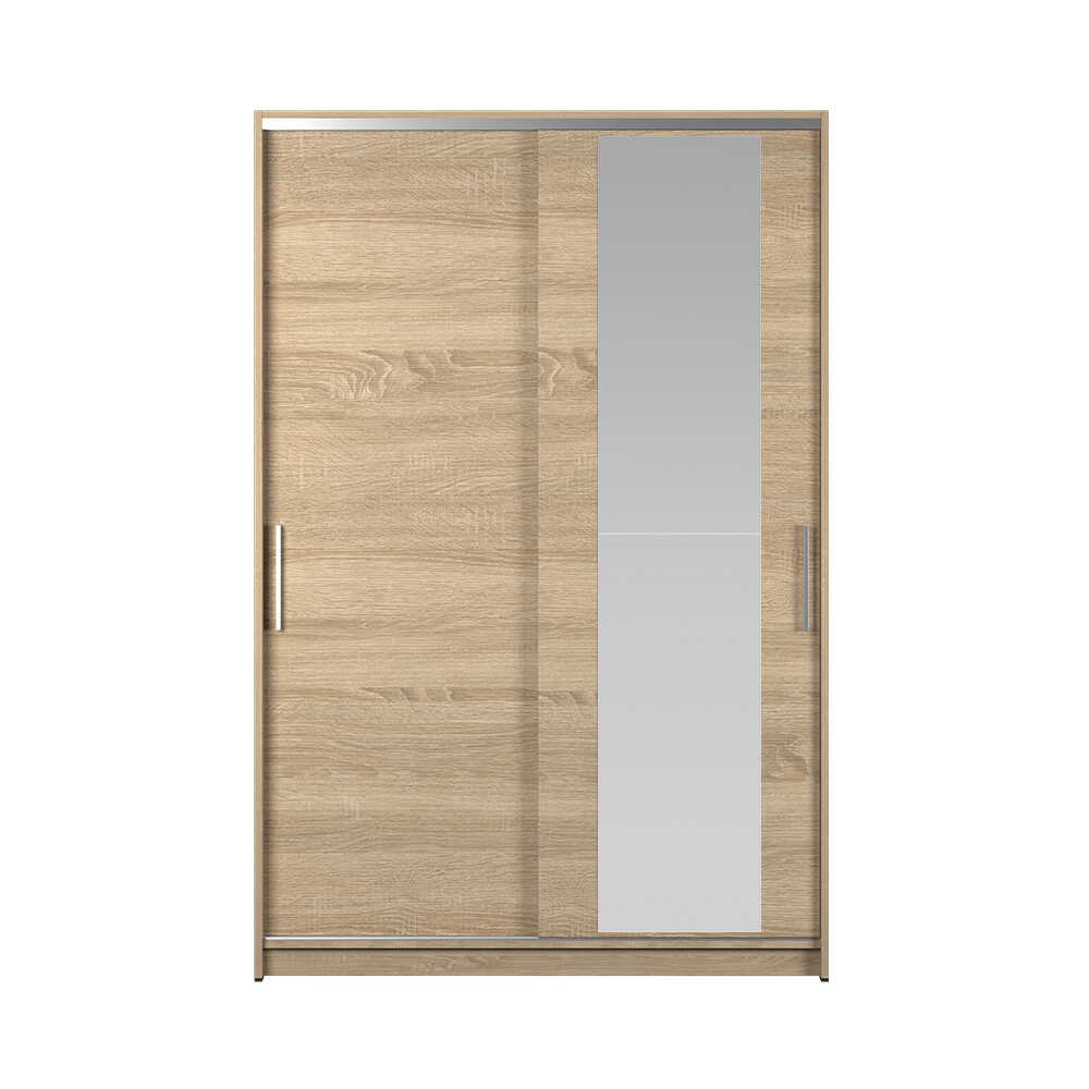 Dulap Haine SWD-512-BB-2 Home Collection® Elit Mediu, 2 usi glisante cu oglinda, Alb - Natur - Sonoma, 120x182x52 cm - Sonoma | SKU: SWD-512-SN-2