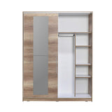 Dulap Haine SWD-716-TT-3 Home Collection® Elit XL, 2 usi glisante cu oglinda si 3 umarase, Lemn, Natural - Sonoma, 160x207x60 cm