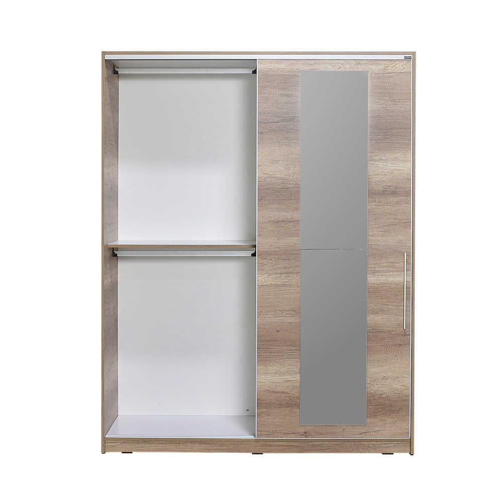 Dulap Haine SWD-716-TT-3 Home Collection® Elit XL, 2 usi glisante cu oglinda si 3 umarase, Lemn, Natural - Sonoma, 160x207x60 cm