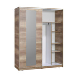 Dulap Haine SWD-716-TT-3 Home Collection® Elit XL, 2 usi glisante cu oglinda si 3 umarase, Lemn, Natural - Sonoma, 160x207x60 cm