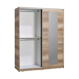 Dulap Haine SWD-716-TT-3 Home Collection® Elit XL, 2 usi glisante cu oglinda si 3 umarase, Lemn, Natural - Sonoma, 160x207x60 cm