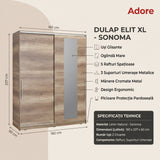 Dulap Haine SWD-716-TT-3 Home Collection® Elit XL, 2 usi glisante cu oglinda si 3 umarase, Lemn, Natural - Sonoma, 160x207x60 cm
