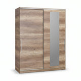 Dulap Haine SWD-716-TT-3 Home Collection® Elit XL, 2 usi glisante cu oglinda si 3 umarase, Lemn, Natural - Sonoma, 160x207x60 cm
