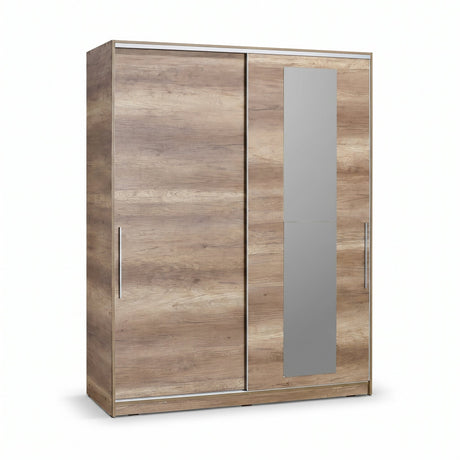 Dulap Haine SWD-716-TT-3 Home Collection® Elit XL, 2 usi glisante cu oglinda si 3 umarase, Lemn, Natural - Sonoma, 160x207x60 cm