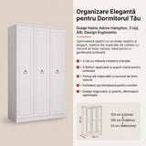 Dulap Haine GRD-1330-BB-2 Home Collection® Hampton, 3 usi, Alb, 103x185x52 cm