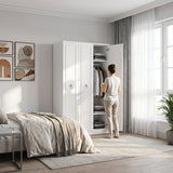 Dulap Haine GRD-1330-BB-2 Home Collection® Hampton, 3 usi, Alb, 103x185x52 cm