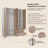 Dulap Haine GRD-1442-MB-3 Home Collection® London, 4 usi si 2 sertare, Alb - Stejar, 159x202x52 cm