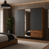 Dulap Haine GRA-752-OA-4 Home Collection® Madrid cu 5 usi, 2 sertare si oglinda, 207x201x51 cm - Dulap Haine GRA-752-OA-4 Home Collection® Madrid cu 5 usi, 2 sertare si oglinda, 207x201x51 cm | SKU: GRA-752-OA-4