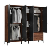 Dulap Haine GRA-752-OA-4 Home Collection® Madrid cu 5 usi, 2 sertare si oglinda, 207x201x51 cm - Nuc - Antracit | SKU: GRA-752-OA-4