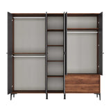 Dulap Haine GRA-752-OA-4 Home Collection® Madrid cu 5 usi, 2 sertare si oglinda, 207x201x51 cm - Nuc - Antracit | SKU: GRA-752-OA-4