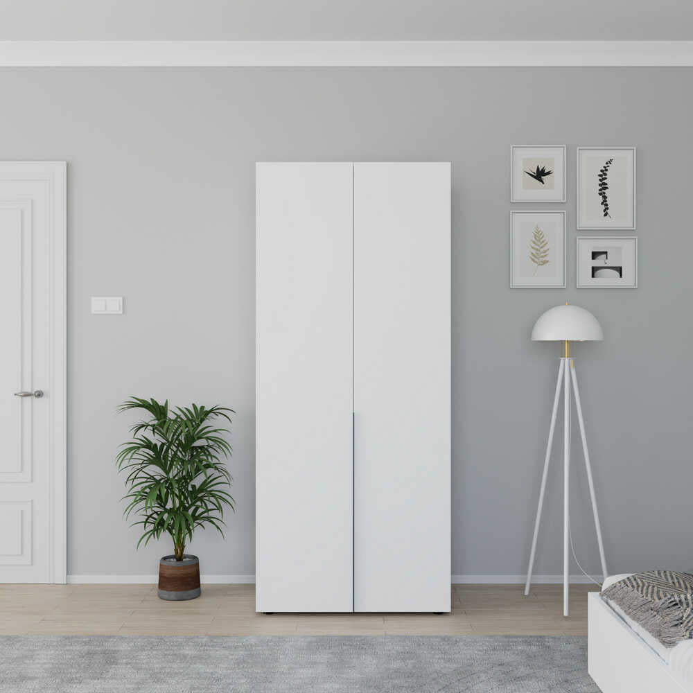 Dulap Haine GRD-1725-DD-2 Home Collection® Oryana cu 2 usi si 5 rafturi, Alb - Nuc, 90x210x62 cm - Dulap Haine GRD-1725-DD-2 Home Collection® Oryana cu 2 usi si 5 rafturi, Alb - Nuc, 90x210x62 cm | SKU: GRD-1725-DD-2