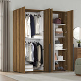 Dulap Haine GRD-1740-DD-3 Home Collection® Oryana cu 4 usi cu rafturi si umerasi, 180x210x62 cm - Nuc | SKU: GRD-1740-DD-3, GRD-1740-OO-3, GRD-1740-FF-3