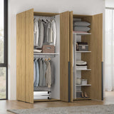 Dulap Haine GRD-1740-DD-3 Home Collection® Oryana cu 4 usi cu rafturi si umerasi, 180x210x62 cm - Stejar | SKU: GRD-1740-FF-3