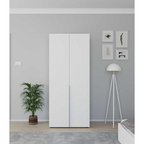Dulap Haine GRD-1726-DD-2 Home Collection® Oryana cu 5 rafturi si umeras, Alb - Nuc, 90x210x62 cm