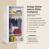 Dulap Haine SWD-402-BB-2 Home Collection® Slide Compact, 2 usi glisante, 94x182x52 cm - Alb | SKU: SWD-402-BB-2, SWD-402-FF-2, SWD-402-SS-2