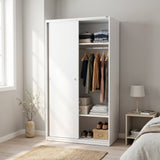 Dulap Haine SWD-402-BB-2 Home Collection® Slide Compact, 2 usi glisante, 94x182x52 cm - Alb | SKU: SWD-402-BB-2