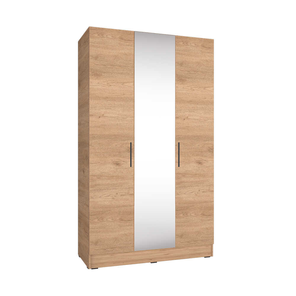 Dulap Haine GRA-730-FF-3 Home Collection® Trendline cu 3 usi si oglinda, Alb - Stejar, 120x207x53 cm - Stejar | SKU: GRA-730-FF-3