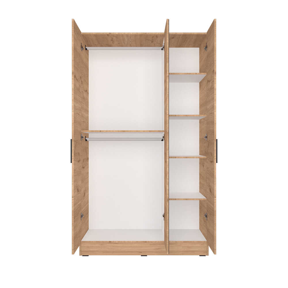 Dulap Haine GRA-730-FF-3 Home Collection® Trendline cu 3 usi si oglinda, Alb - Stejar, 120x207x53 cm - Stejar | SKU: GRA-730-FF-3
