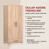 Dulap Haine GRD-621-FF-2 Home Collection® Trendline cu 2 usi si sertar, Stejar, 80x187x52 cm