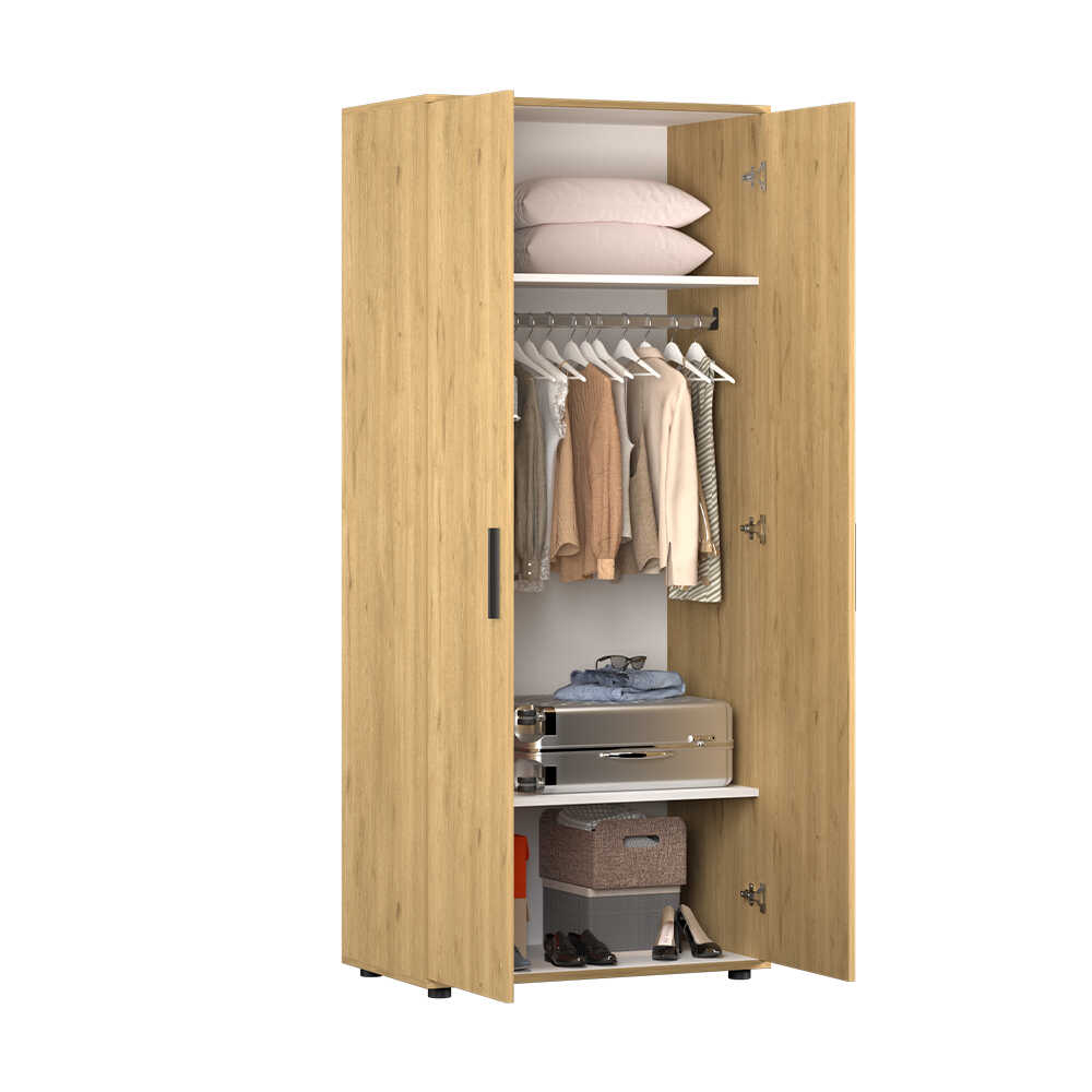 Dulap Haine GRD-320-BB-1 Home Collection® Trendline cu 2 usi si umeras, Alb - Stejar, 80x187x47 cm - Stejar | SKU: GRD-320-FF-1