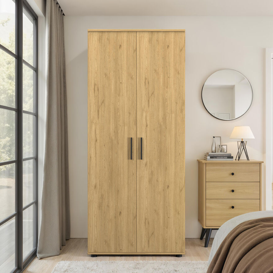 Dulap Haine GRD-320-BB-1 Home Collection® Trendline cu 2 usi si umeras, Alb - Stejar, 80x187x47 cm - Stejar | SKU: GRD-320-FF-1