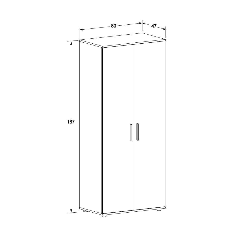 Dulap Haine GRD-320-BB-1 Home Collection® Trendline cu 2 usi si umeras, Alb - Stejar, 80x187x47 cm - Stejar | SKU: GRD-320-FF-1