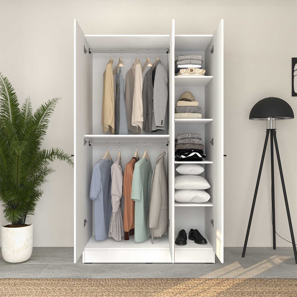 Dulap Haine GRA-730-FF-3 Home Collection® Trendline cu 3 usi si oglinda, Alb - Stejar, 120x207x53 cm - Alb | SKU: GRA-730-FF-3, GRA-730-BB-3