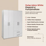Dulap Haine GRD-642-BB-3 Home Collection® White, 4 usi si 2 sertare, Alb, 137x187x52 cm