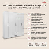 Dulap Haine GRD-662-BB-4 Home Collection® White, 6 usi, 2 sertare, Alb, 206x213x52 cm