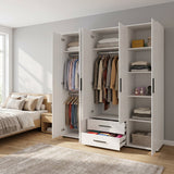 Dulap Haine GRD-662-BB-4 Home Collection® White, 6 usi, 2 sertare, Alb, 206x213x52 cm
