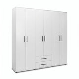 Dulap Haine GRD-662-BB-4 Home Collection® White, 6 usi, 2 sertare, Alb, 206x213x52 cm