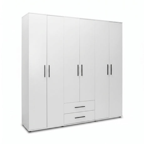 Dulap Haine GRD-662-BB-4 Home Collection® White, 6 usi, 2 sertare, Alb, 206x213x52 cm