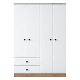 Dulap Haine Cedi 4 usi si 2 sertare si 2 bare de umerase, Nuc, 120x170x43 cm