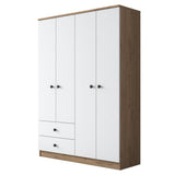 Dulap Haine Cedi 4 usi si 2 sertare si 2 bare de umerase, Nuc, 120x170x43 cm