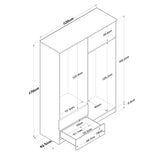Dulap Haine Cedi 4 usi si 2 sertare si 2 bare de umerase, Nuc, 120x170x43 cm