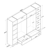 Dulap Haine Dormitor Ema 6 usi si 2 sertare, Alb - Nuc Alb, 243x181x48 cm - Alb