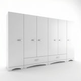 Dulap Haine Dormitor Ema 6 usi si 2 sertare, Alb - Nuc Alb, 243x181x48 cm - Alb